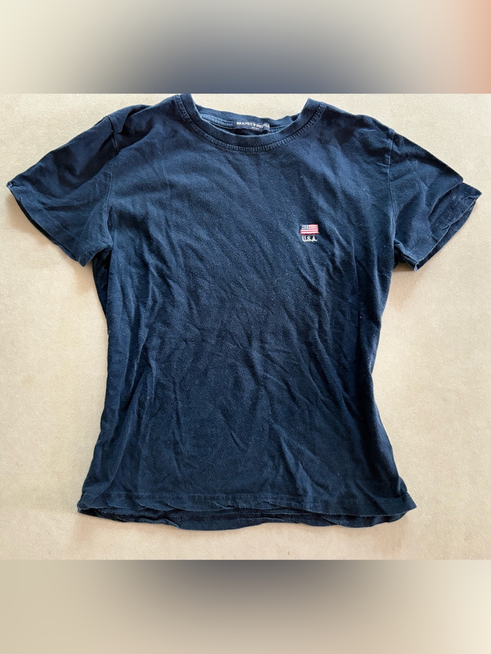 Brandy Melville Navy Short Sleeve Tee with Small Flag Patch